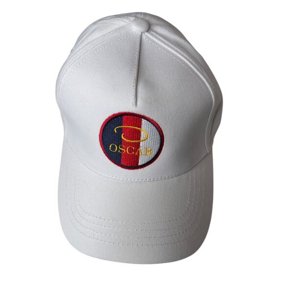 Oscar De La Renta Unisex Hat White OSCAR emblem Red Blue Casual‎ Basic Cap NWT - Picture 2 of 8